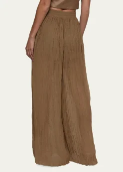 L'AgenceEthel Wide-Leg Crinkled Chiffon Pants