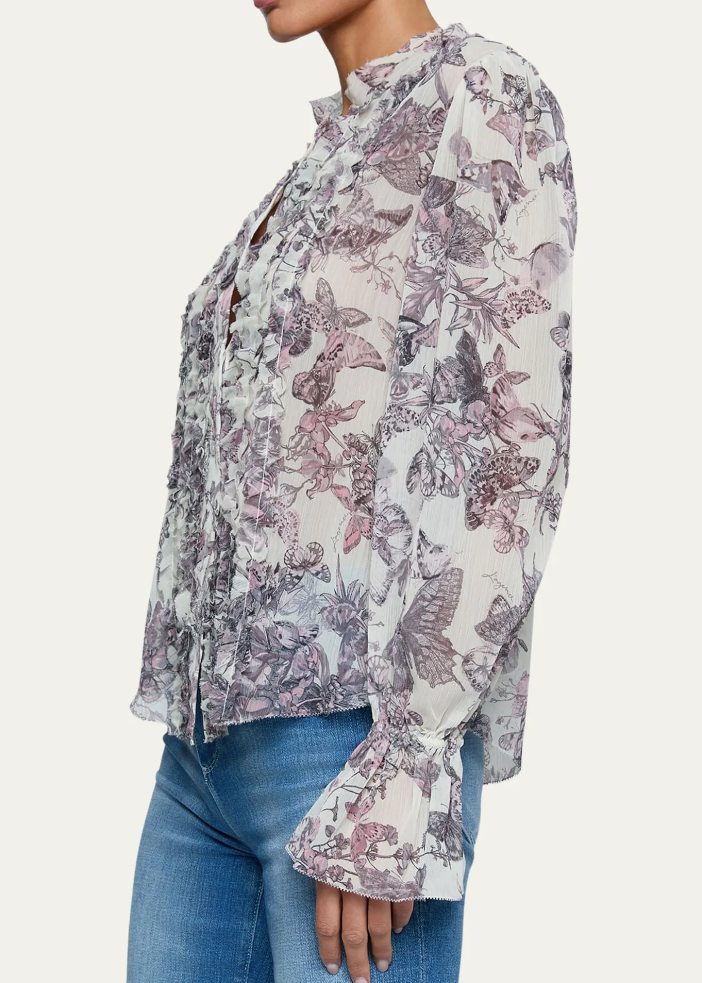 L'AgenceEunice Ruffle-Sleeve Blouse