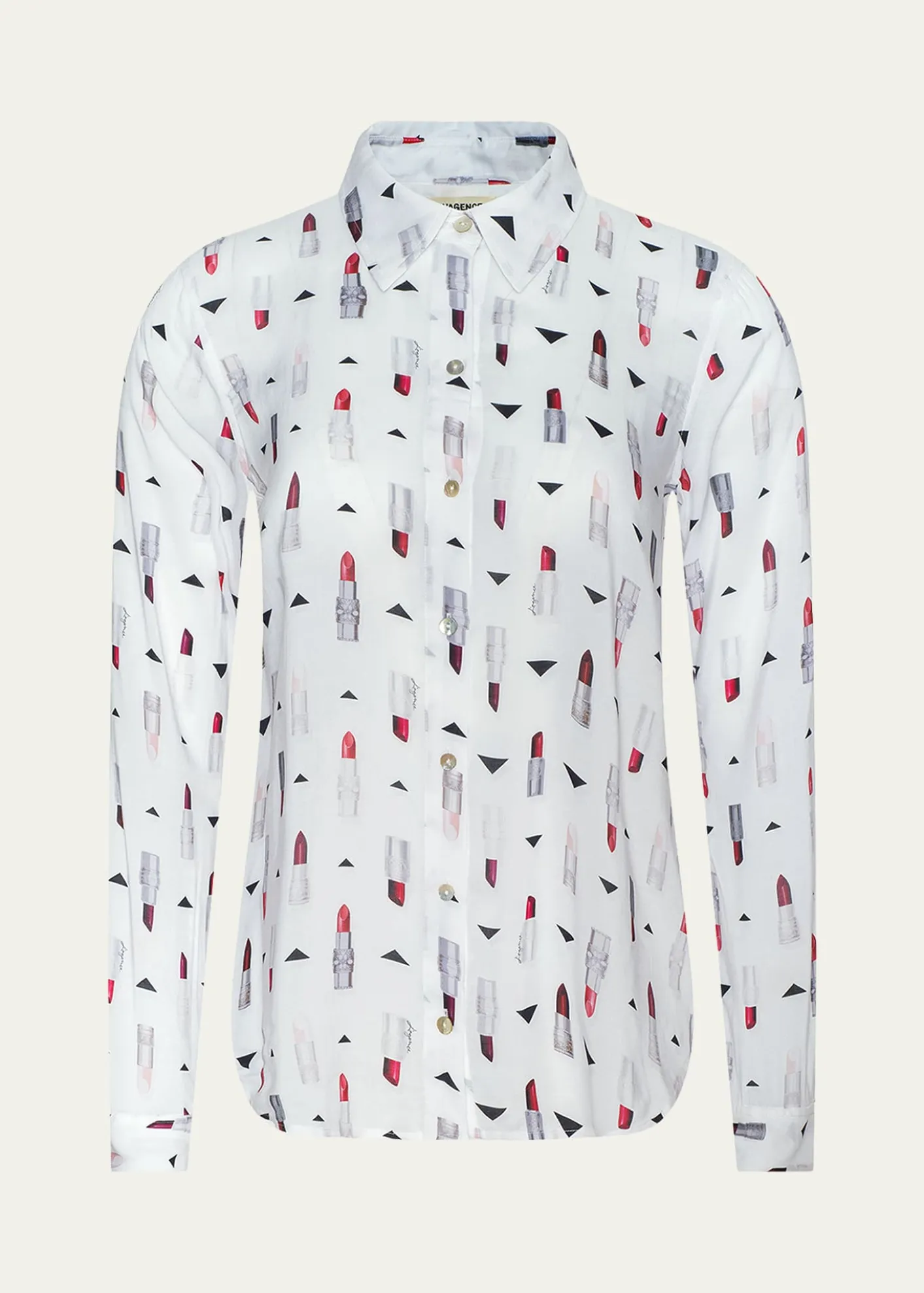 L'AgenceHolly Lipstick Button-Front Blouse