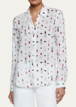 L'AgenceHolly Lipstick Button-Front Blouse