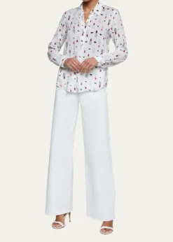 L'AgenceHolly Lipstick Button-Front Blouse