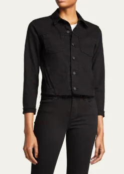 L'AgenceJanelle Slim Raw-Edge Denim Jacket