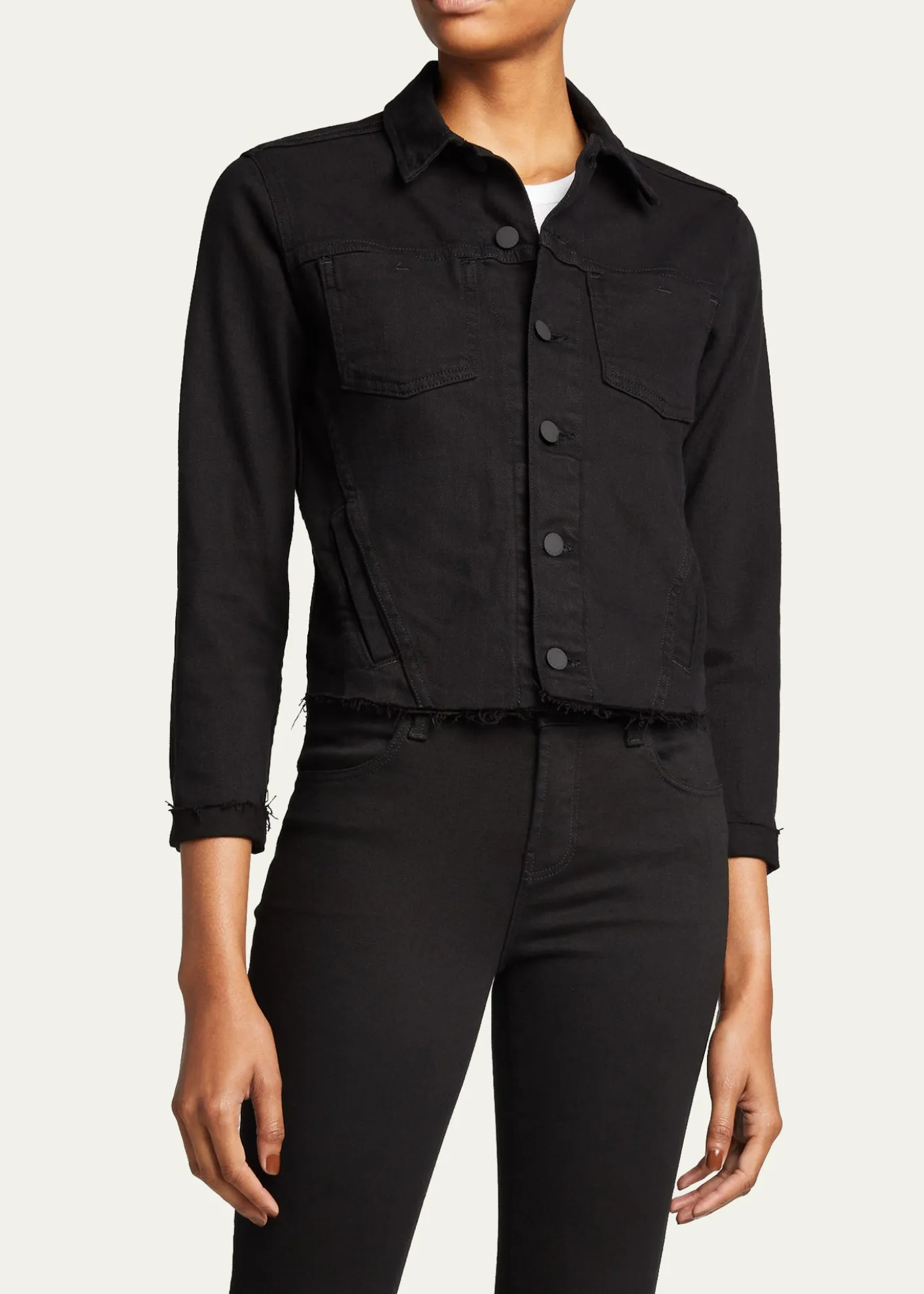 L'AgenceJanelle Slim Raw-Edge Denim Jacket