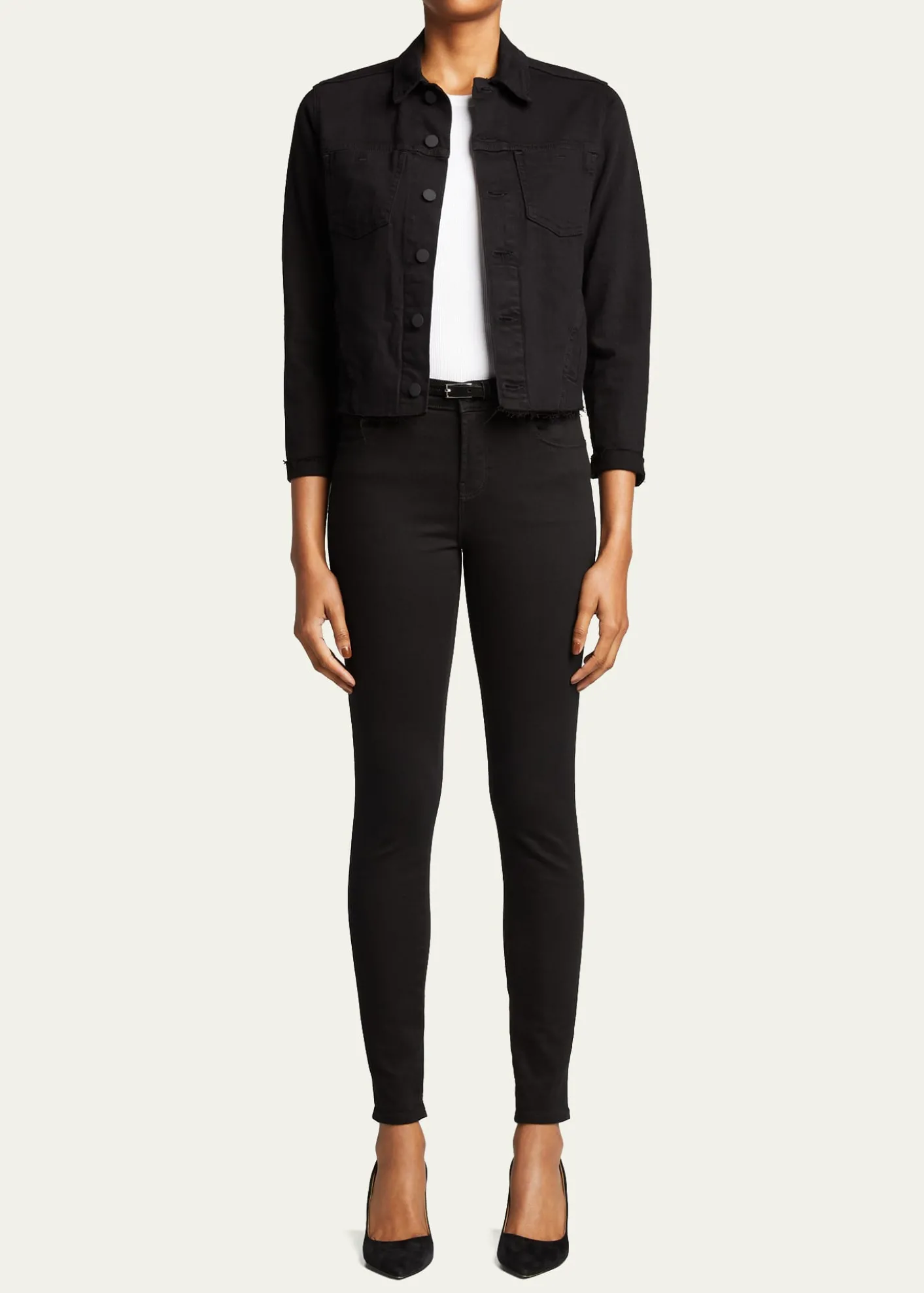 L'AgenceJanelle Slim Raw-Edge Denim Jacket