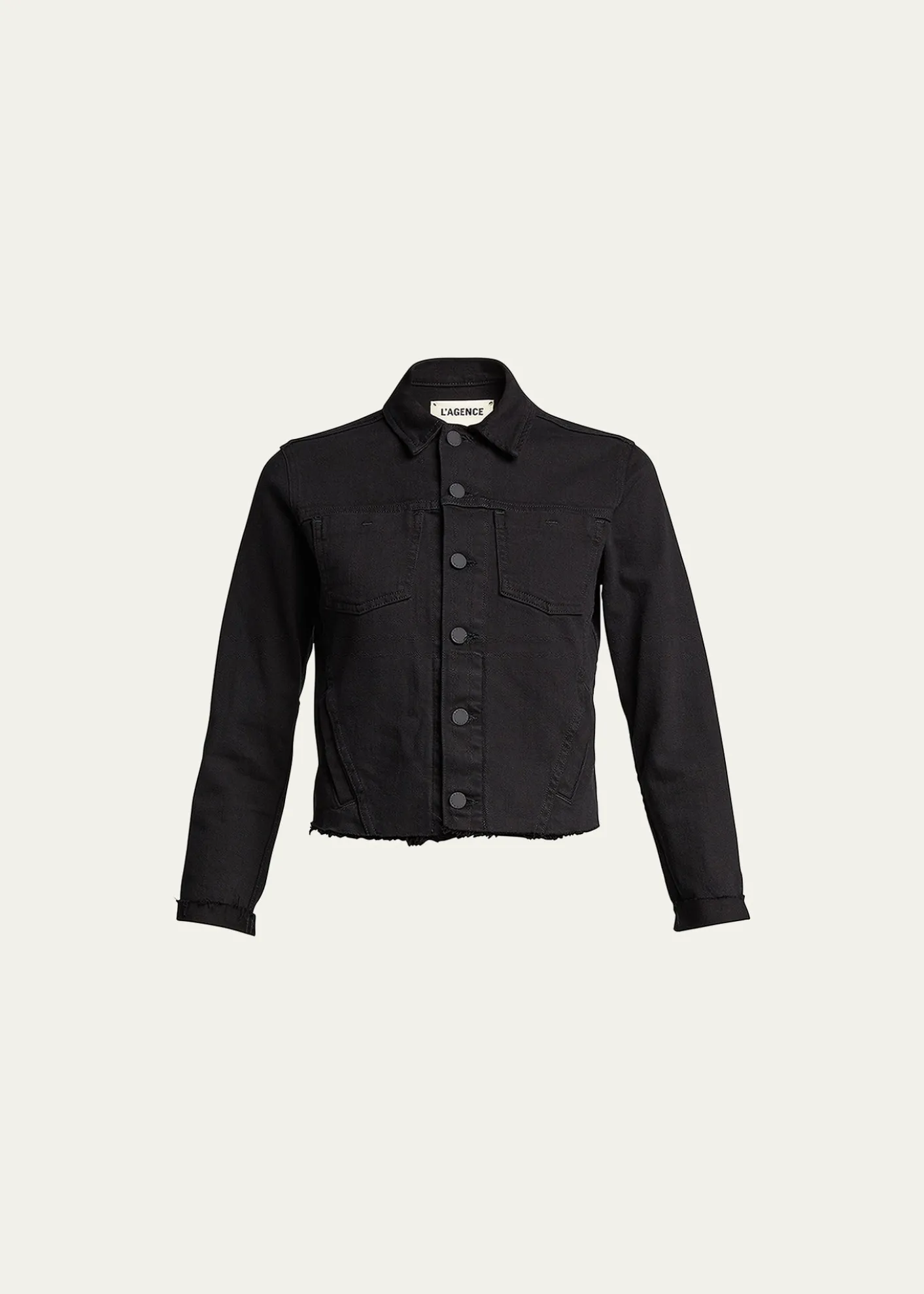 L'AgenceJanelle Slim Raw-Edge Denim Jacket