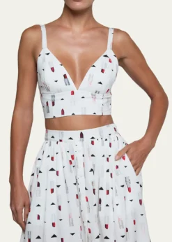 L'AgenceKaori Lipstick-Print Bralette Top