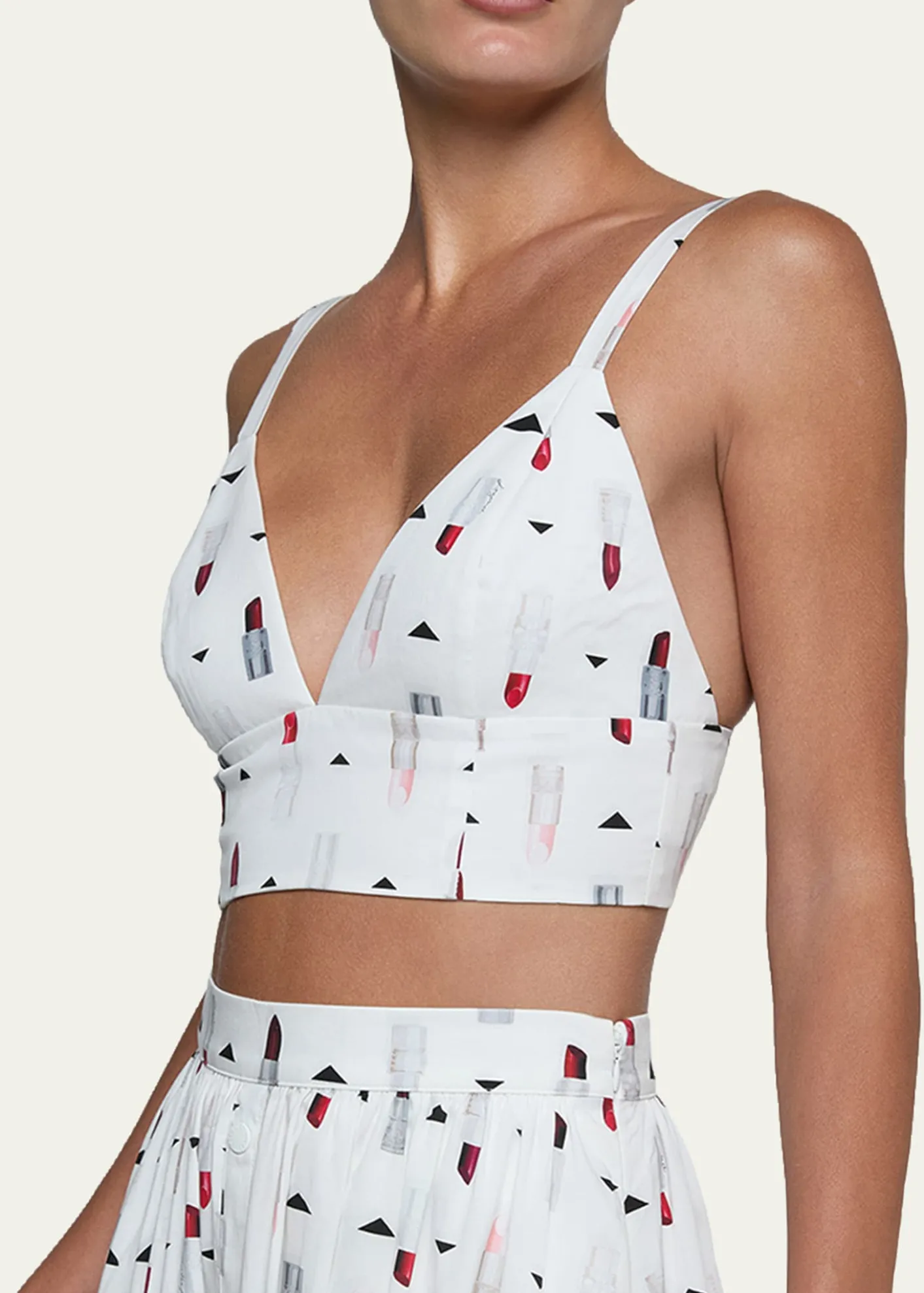 L'AgenceKaori Lipstick-Print Bralette Top