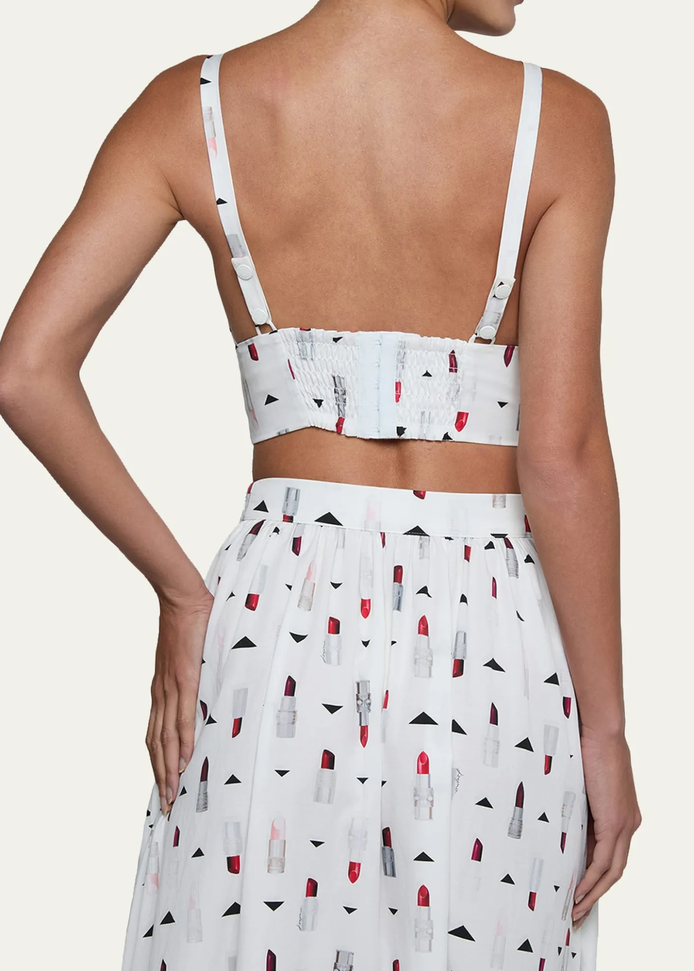 L'AgenceKaori Lipstick-Print Bralette Top