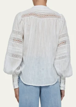L'AgenceKiera Semi-Sheer Geometric-Trim Blouse