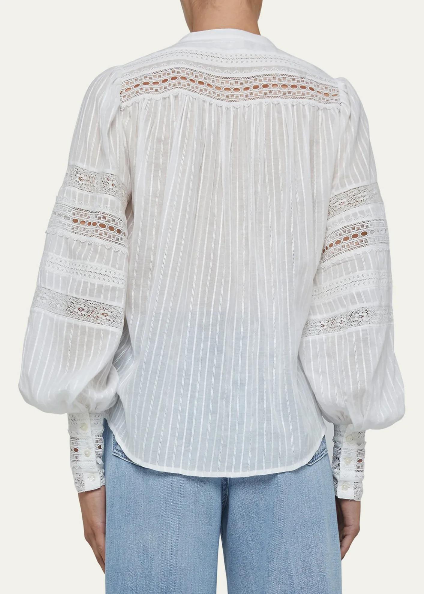 L'AgenceKiera Semi-Sheer Geometric-Trim Blouse