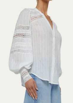 L'AgenceKiera Semi-Sheer Geometric-Trim Blouse