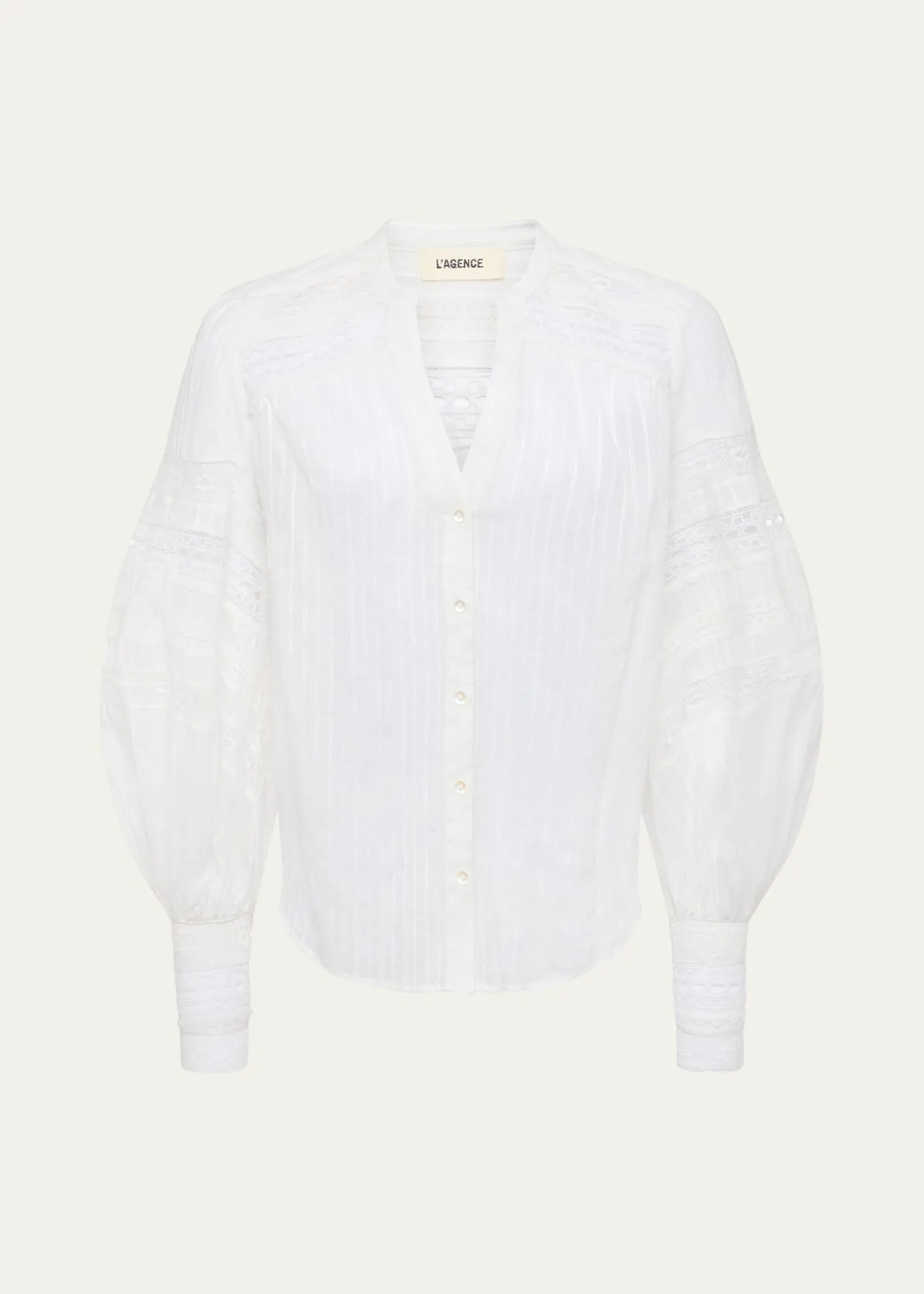 L'AgenceKiera Semi-Sheer Geometric-Trim Blouse