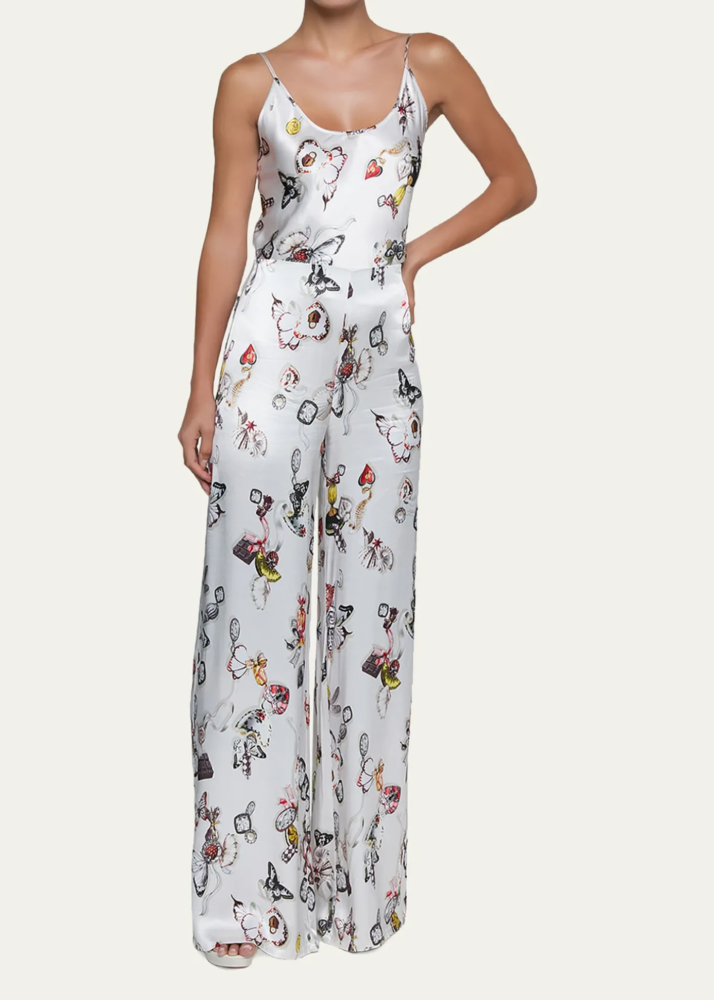 L'AgenceKimia Printed Satin Wide-Leg Pants