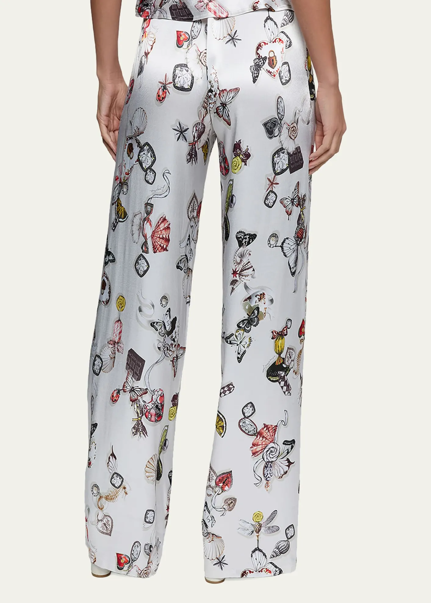 L'AgenceKimia Printed Satin Wide-Leg Pants