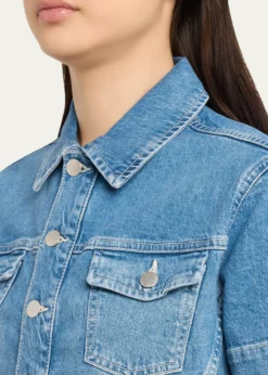 L'AgenceKirstie Cropped Short-Sleeve Denim Jacket