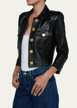 L'AgenceKumi Cropped Leather Jacket