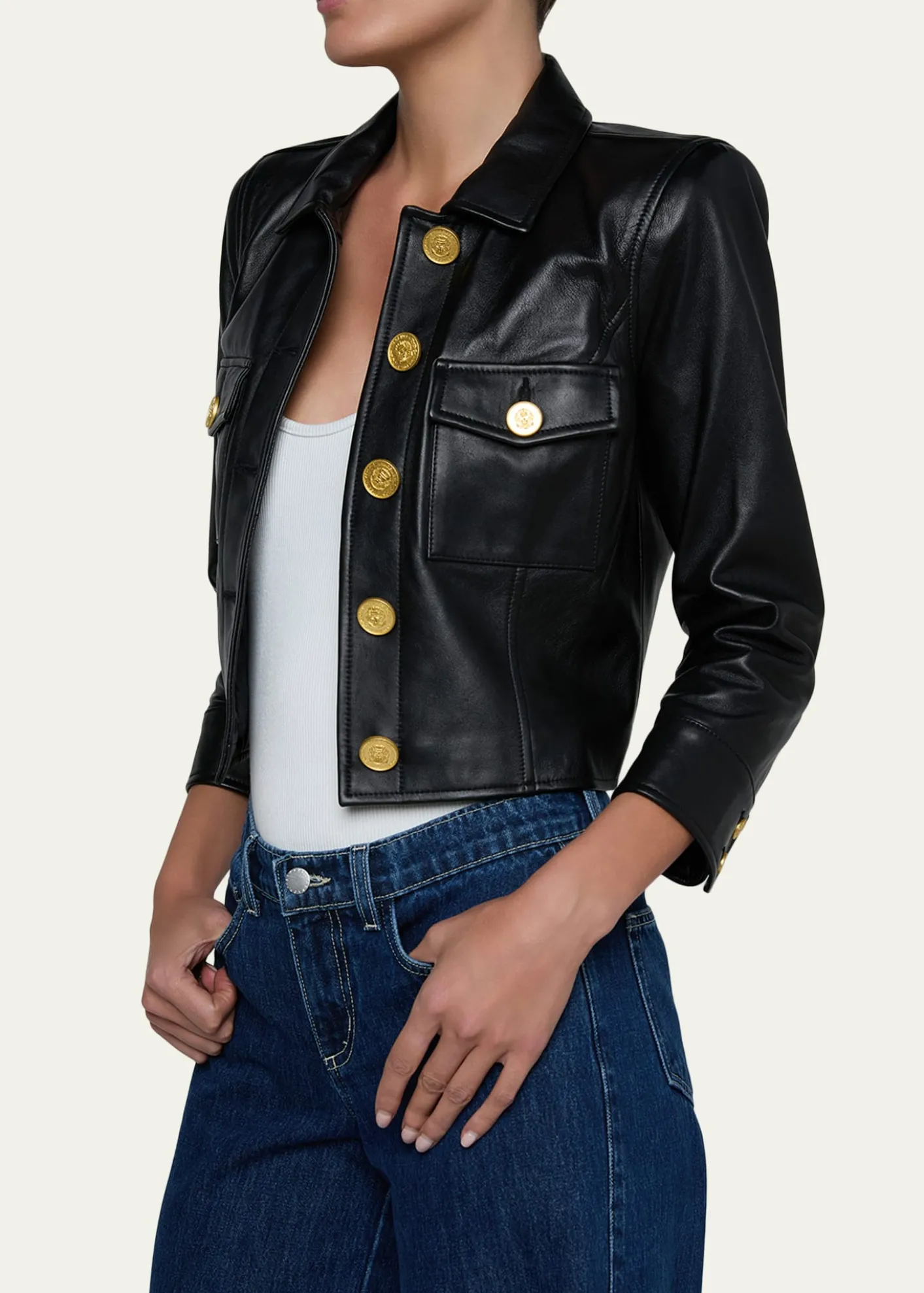 L'AgenceKumi Cropped Leather Jacket