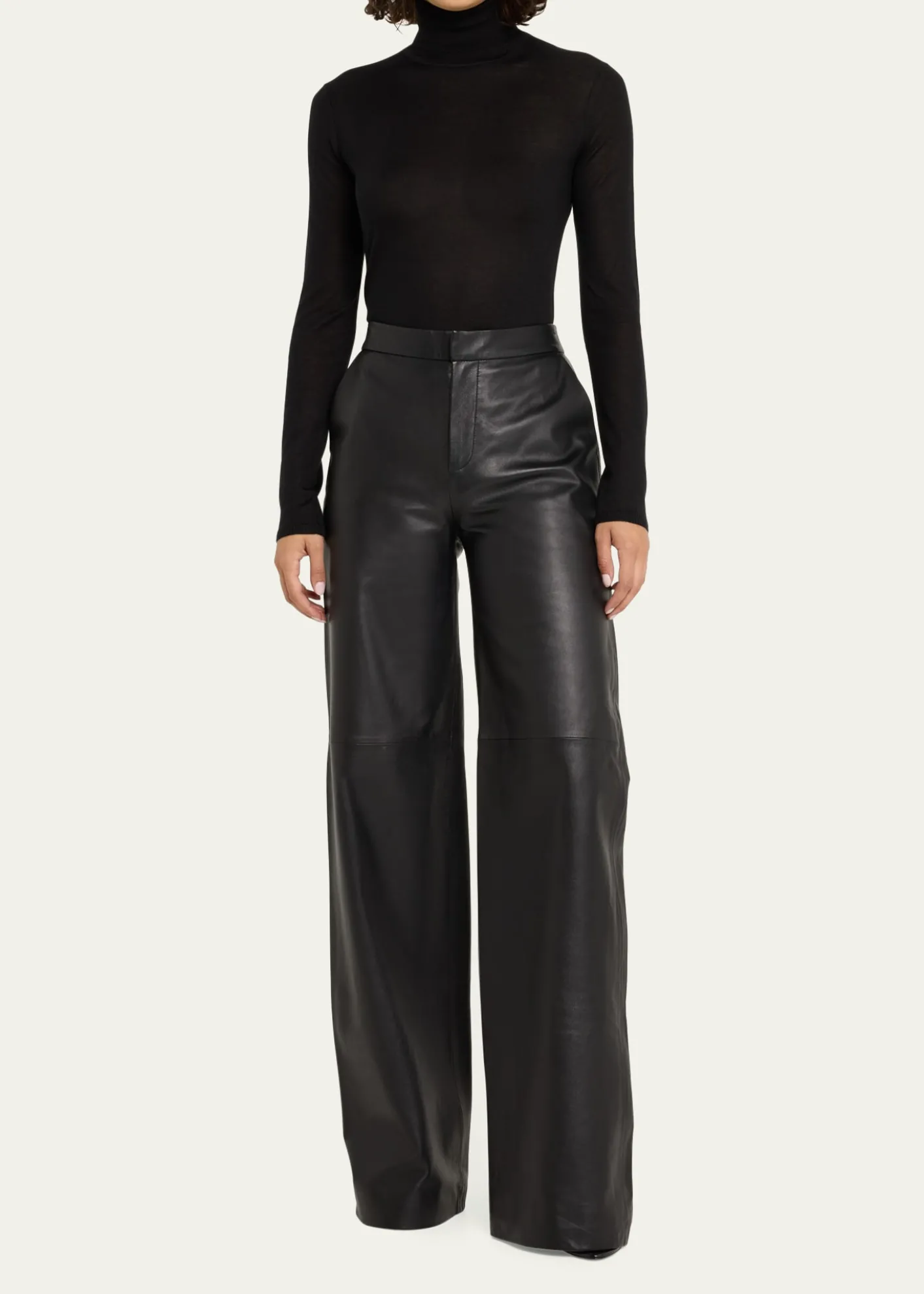 L'AgenceLivvy Mid-Rise Straight-Leg Leather Trousers