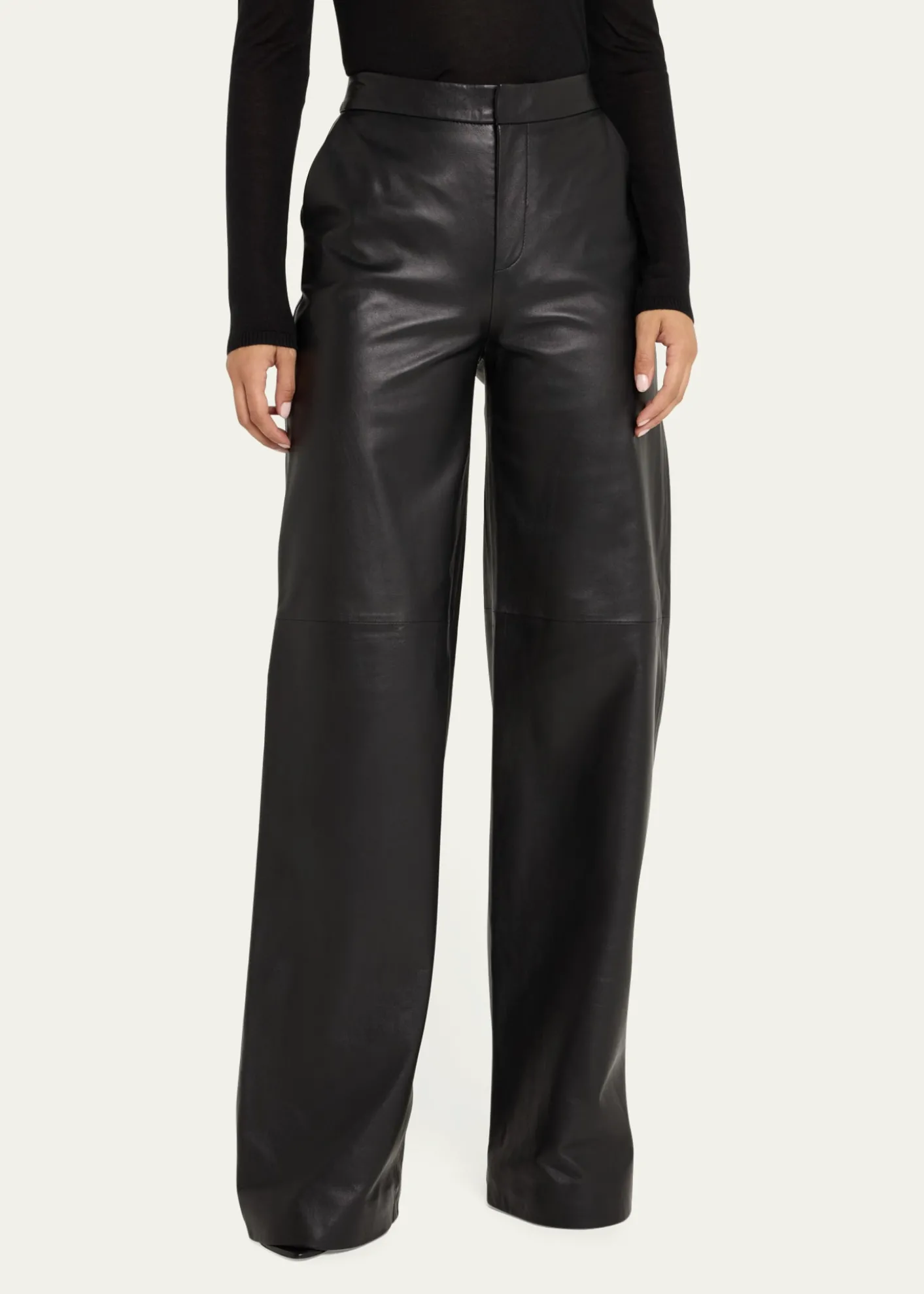 L'AgenceLivvy Mid-Rise Straight-Leg Leather Trousers