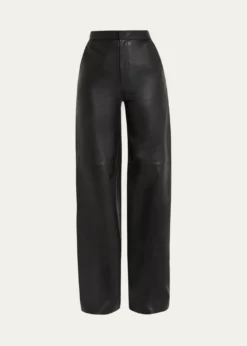 L'AgenceLivvy Mid-Rise Straight-Leg Leather Trousers
