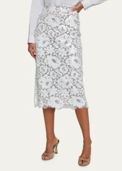 L'AgenceMakena Sequined Lace Pencil Skirt