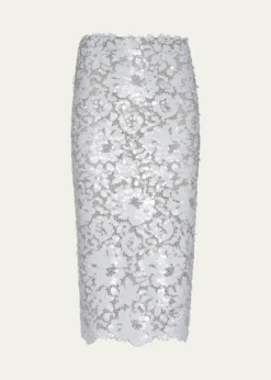L'AgenceMakena Sequined Lace Pencil Skirt