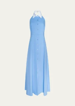 L'AgenceMaurie Cotton Poplin Halter Maxi Dress