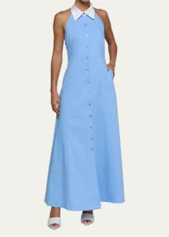 L'AgenceMaurie Cotton Poplin Halter Maxi Dress
