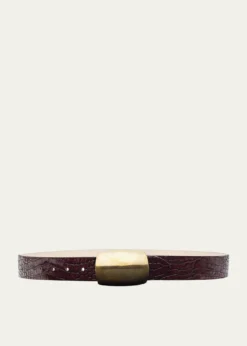 L'AgenceMilou Croc-Embossed Leather Belt