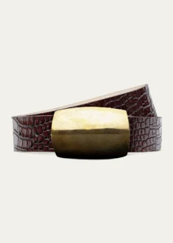 L'AgenceMilou Croc-Embossed Leather Belt