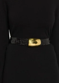 L'AgenceMilou Croc-Embossed Leather Belt