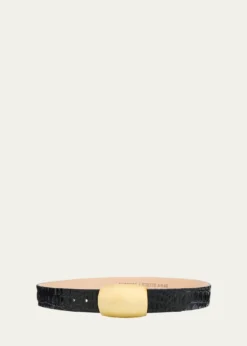 L'AgenceMilou Croc-Embossed Leather Belt