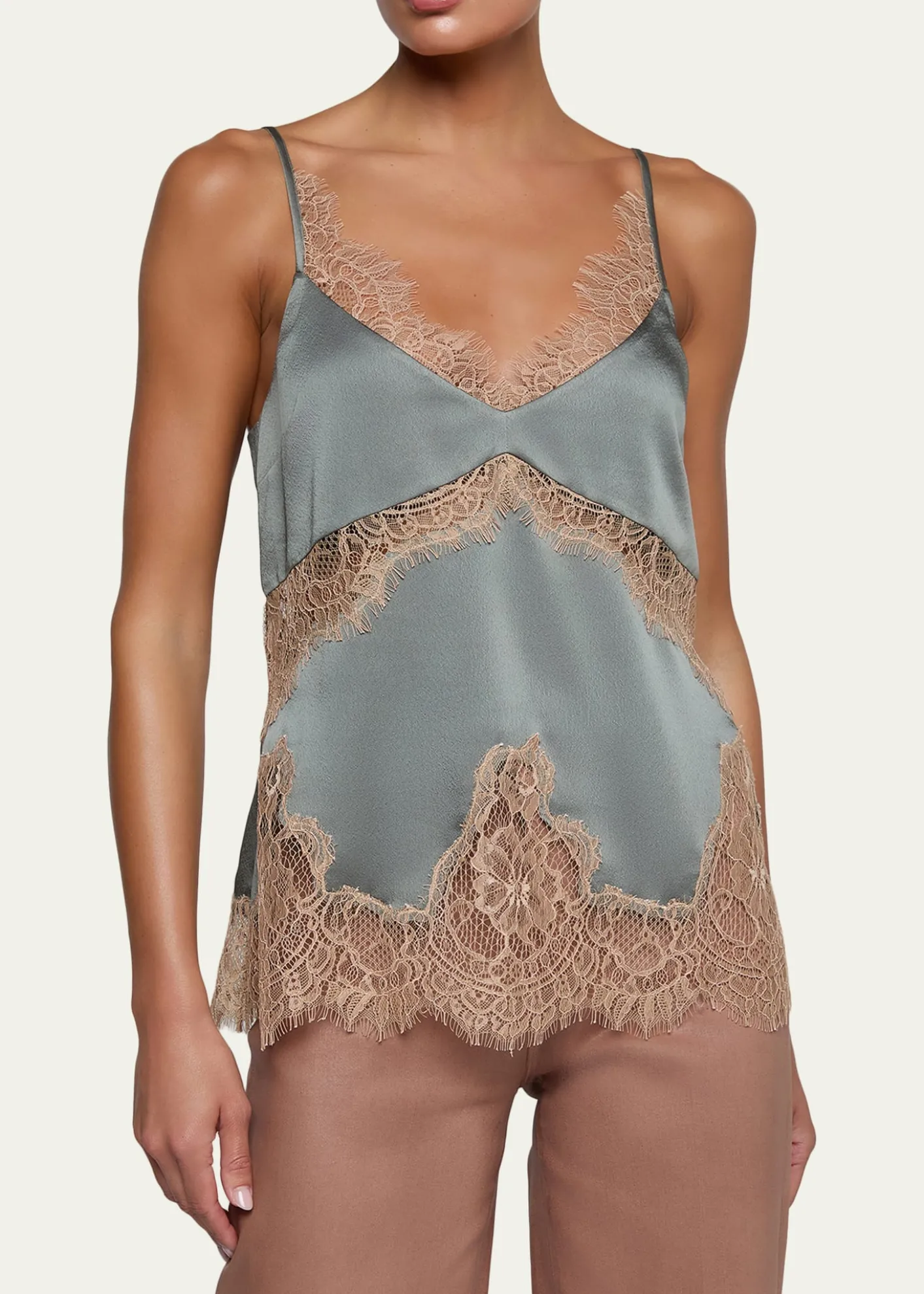 L'AgenceMitsu Lace-Trim Satin Camisole