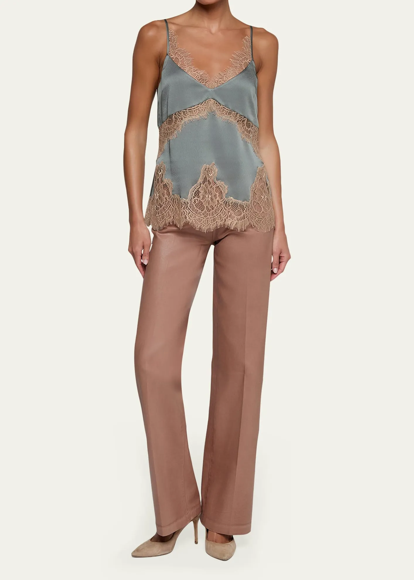 L'AgenceMitsu Lace-Trim Satin Camisole