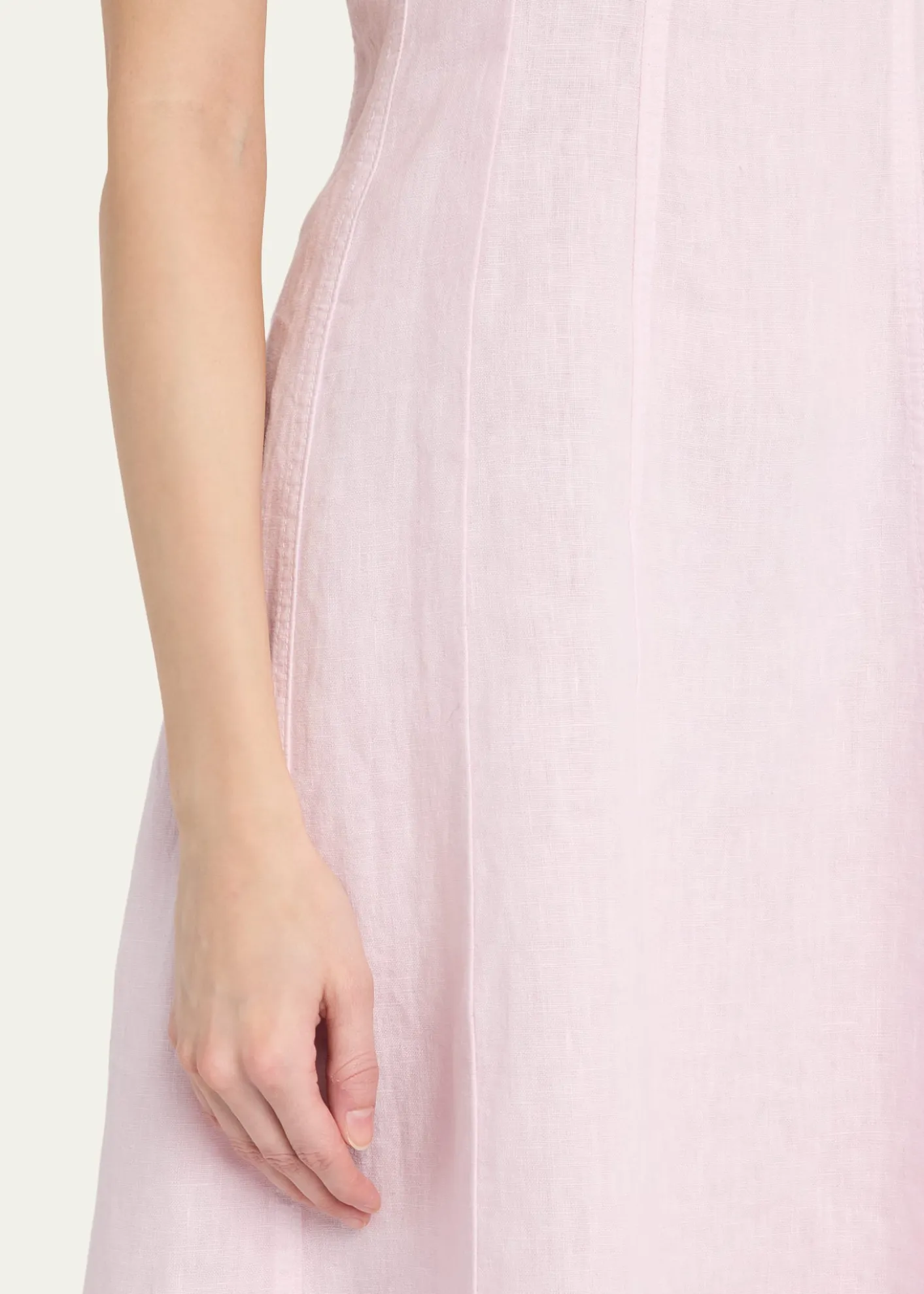 L'AgenceMitzy Seamed Linen Midi Dress