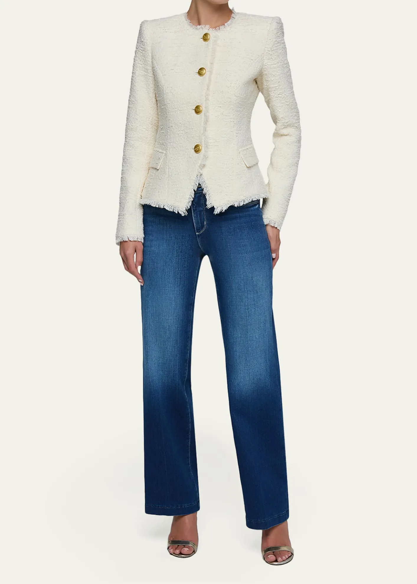 L'AgenceNerina Collarless Tweed Blazer