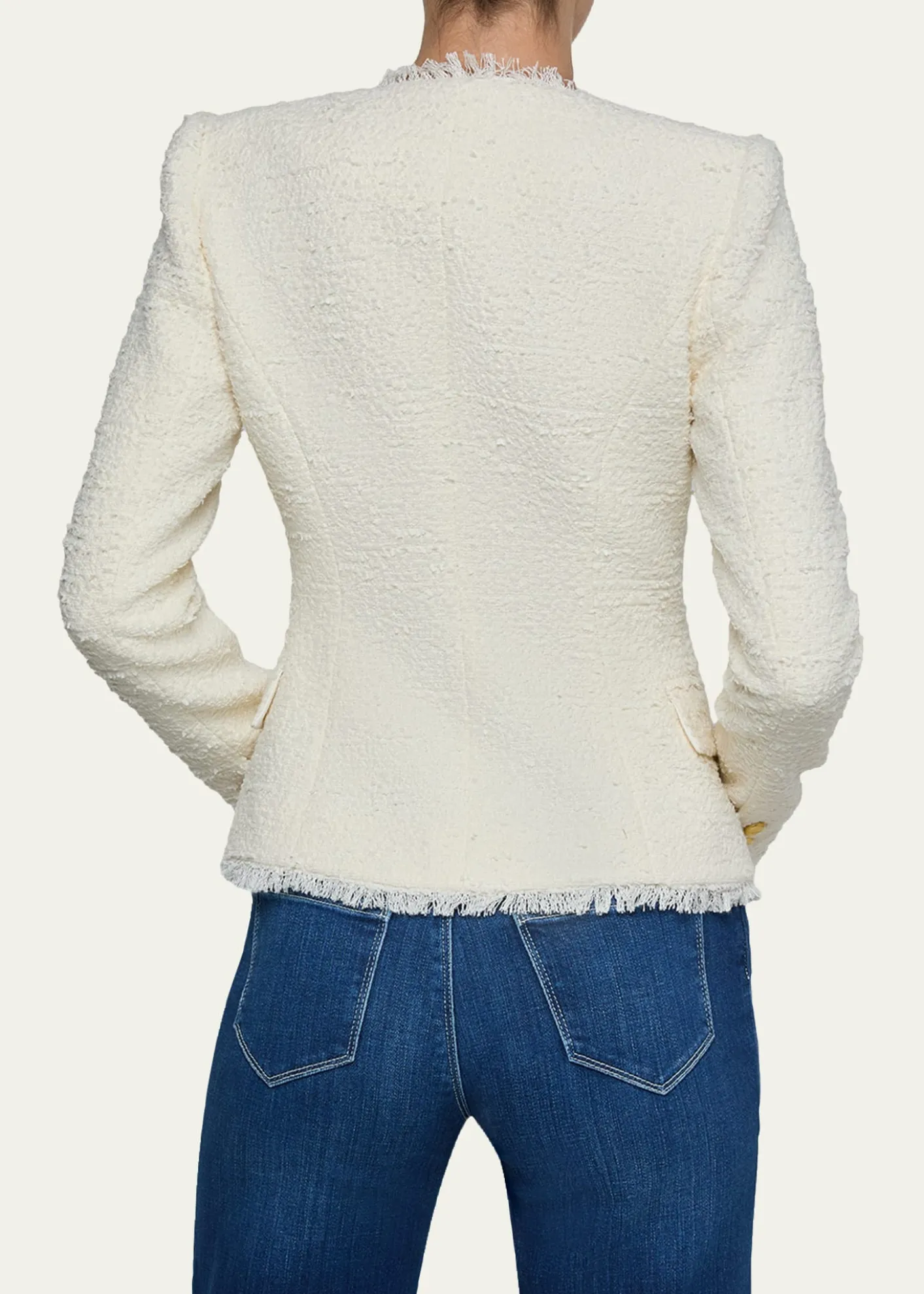 L'AgenceNerina Collarless Tweed Blazer