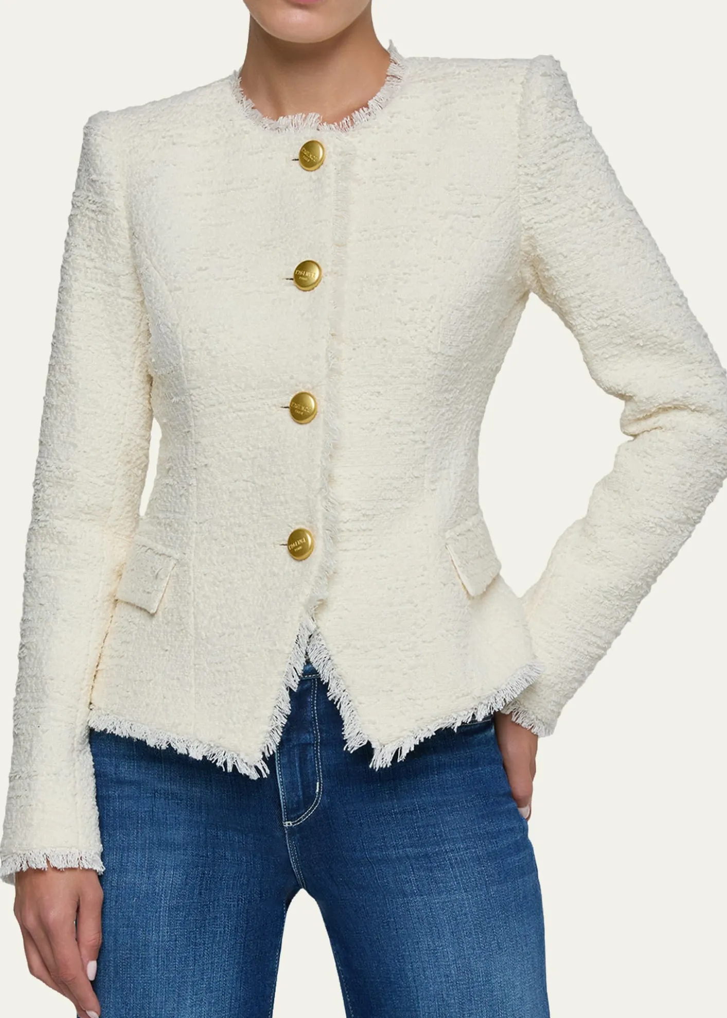 L'AgenceNerina Collarless Tweed Blazer