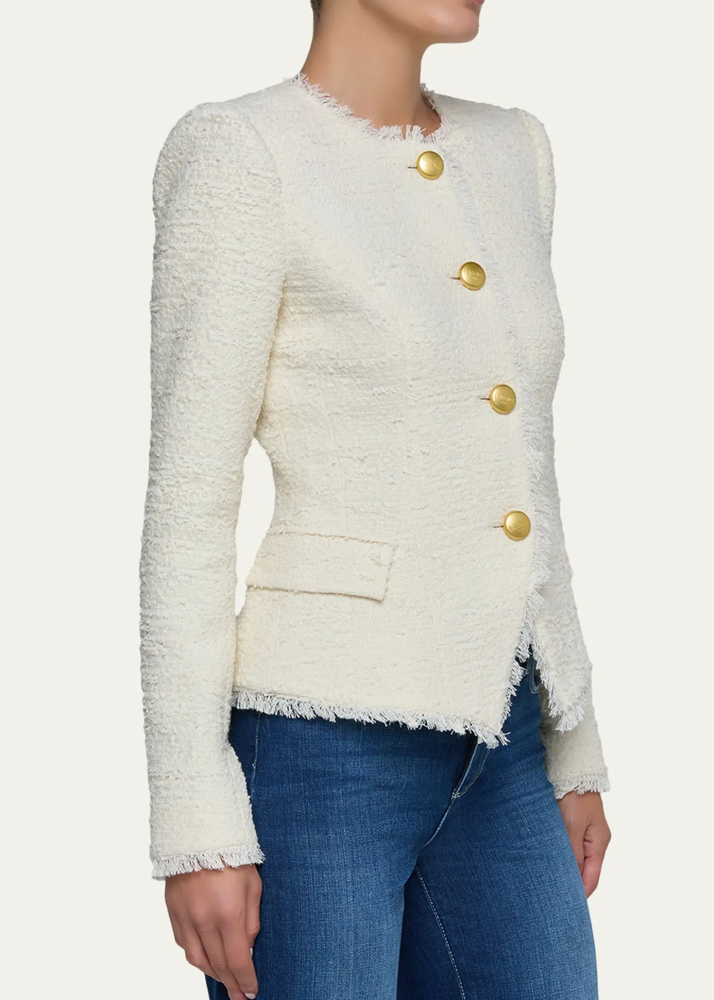 L'AgenceNerina Collarless Tweed Blazer