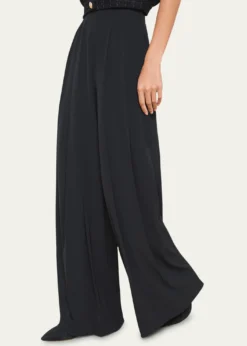 L'AgenceNova Mid-Rise Wide-Leg Pleated Pants