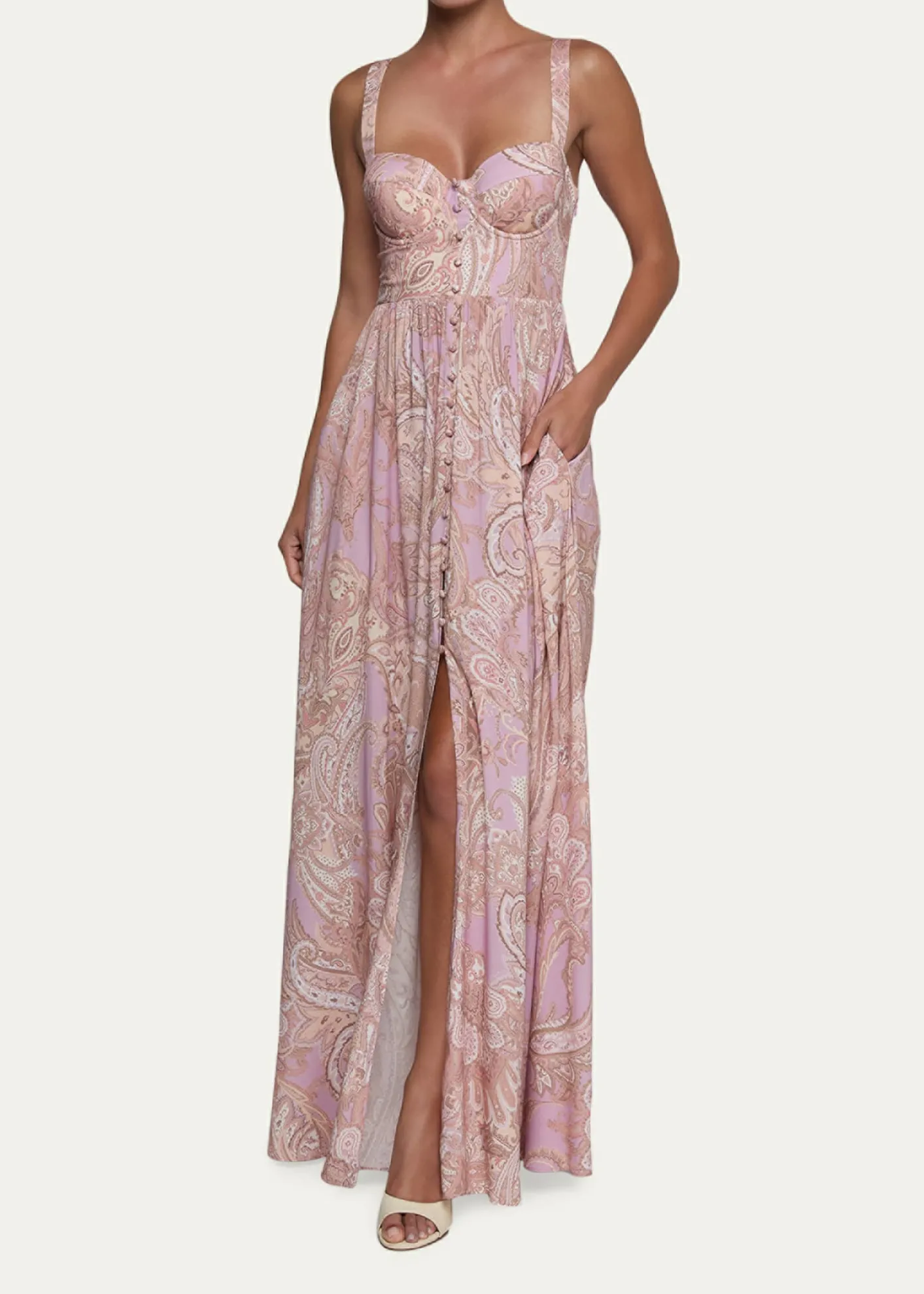 L'AgenceRosette Paisley-Print Sweetheart Maxi Dress