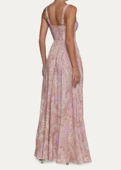 L'AgenceRosette Paisley-Print Sweetheart Maxi Dress