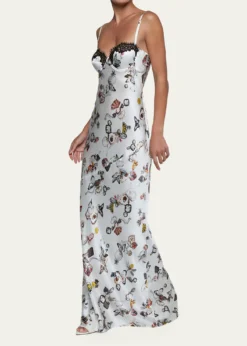 L'AgenceSayla Lace-Trim Silk Gown