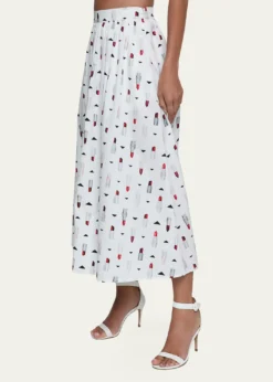 L'AgenceSeina Lipstick-Print Midi Skirt