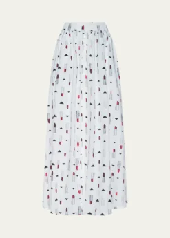 L'AgenceSeina Lipstick-Print Midi Skirt