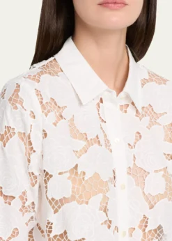 L'AgenceSeychelle Eyelet Embroidered Cropped Shirt