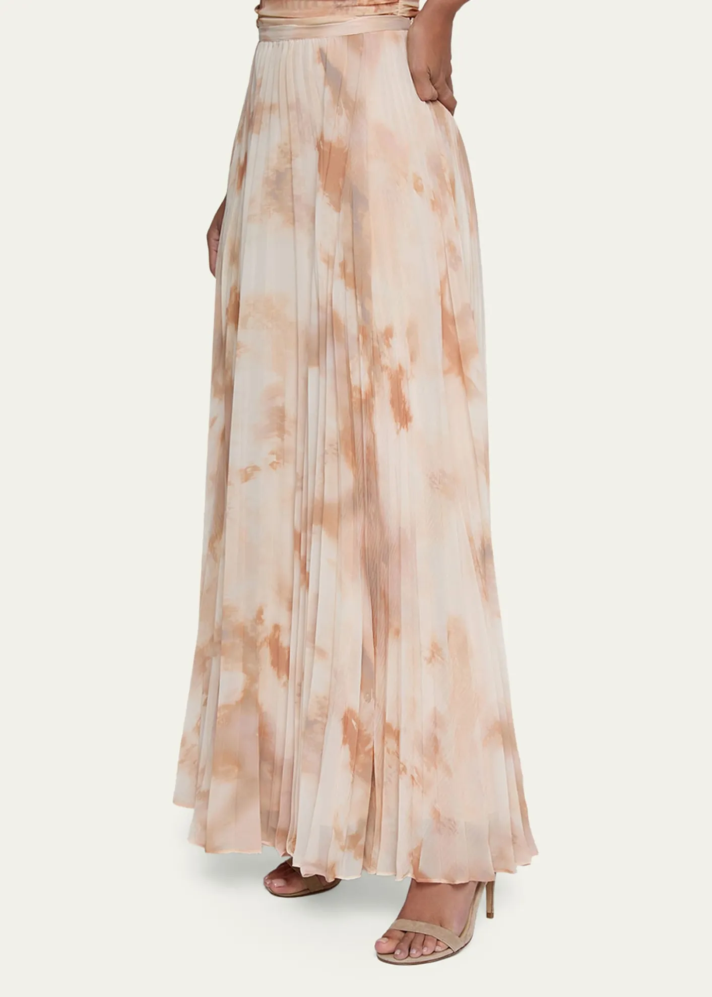 L'AgenceTorin Pleated Chiffon Maxi Skirt