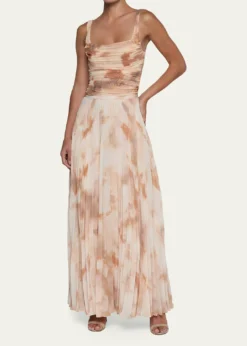 L'AgenceTorin Pleated Chiffon Maxi Skirt