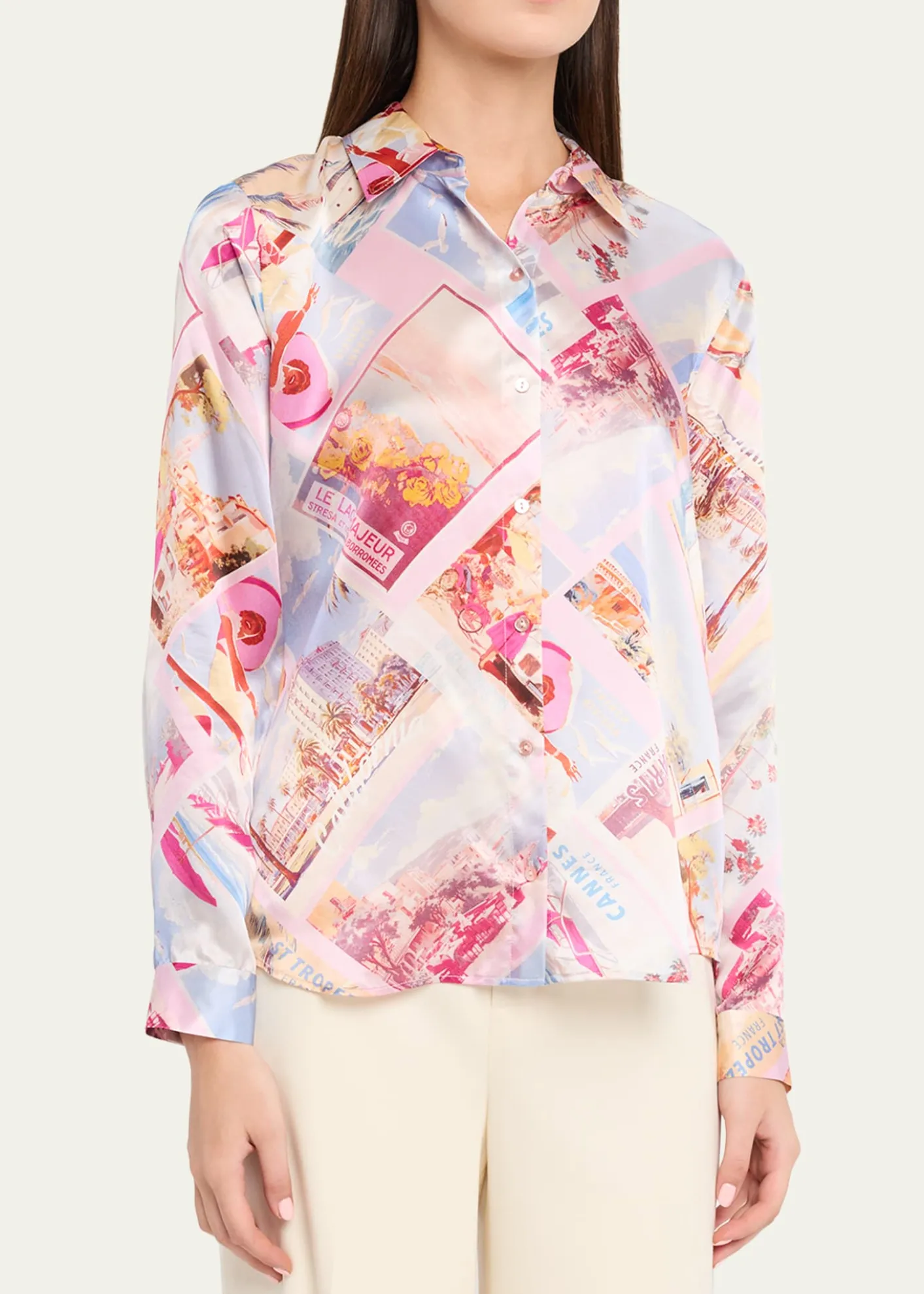 L'AgenceTyler Silk Button-Front Blouse