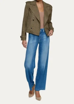 L'AgenceXoey Houndstooth Cropped Trench Coat